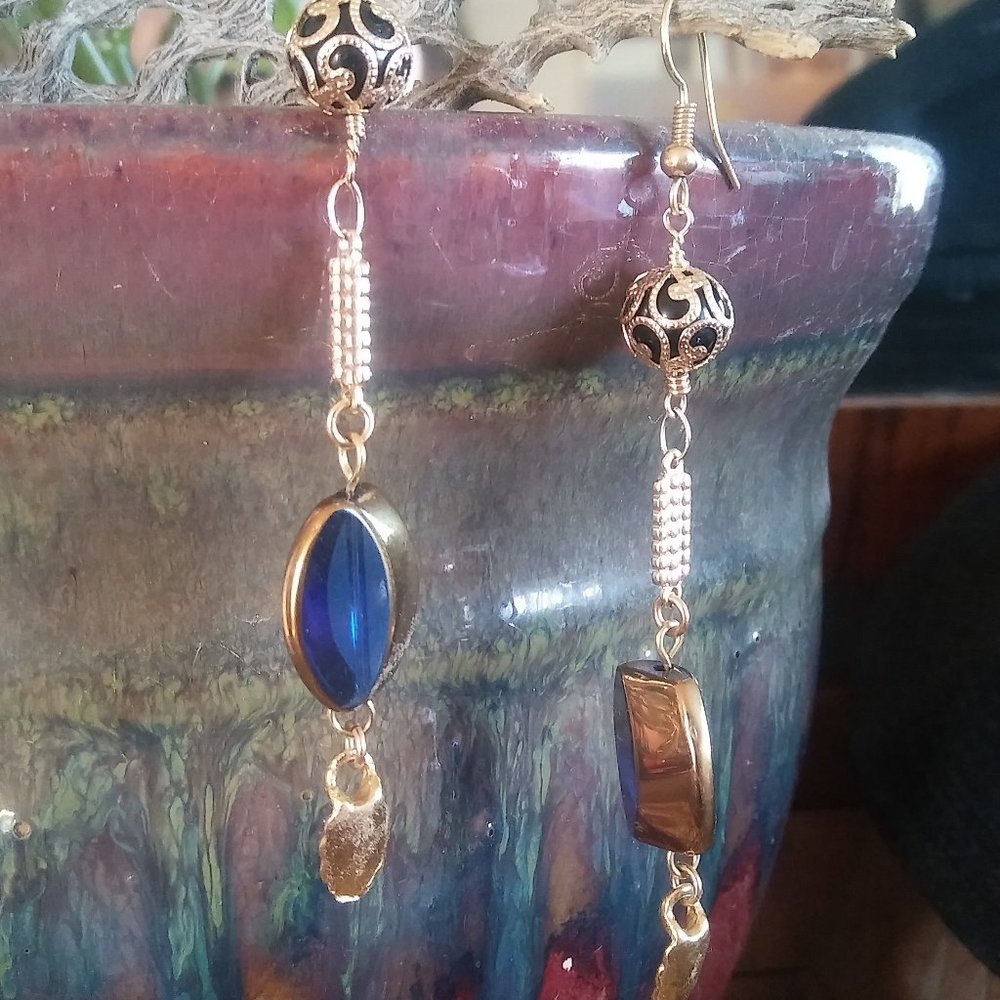DRESSY BLUE GLASS DANGLES